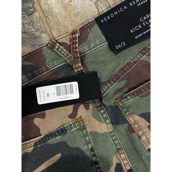 NWT $298 Veronica Beard Carly Kick Flare High Rise Jeans Camo Women's 26 - Picture 8 of 8